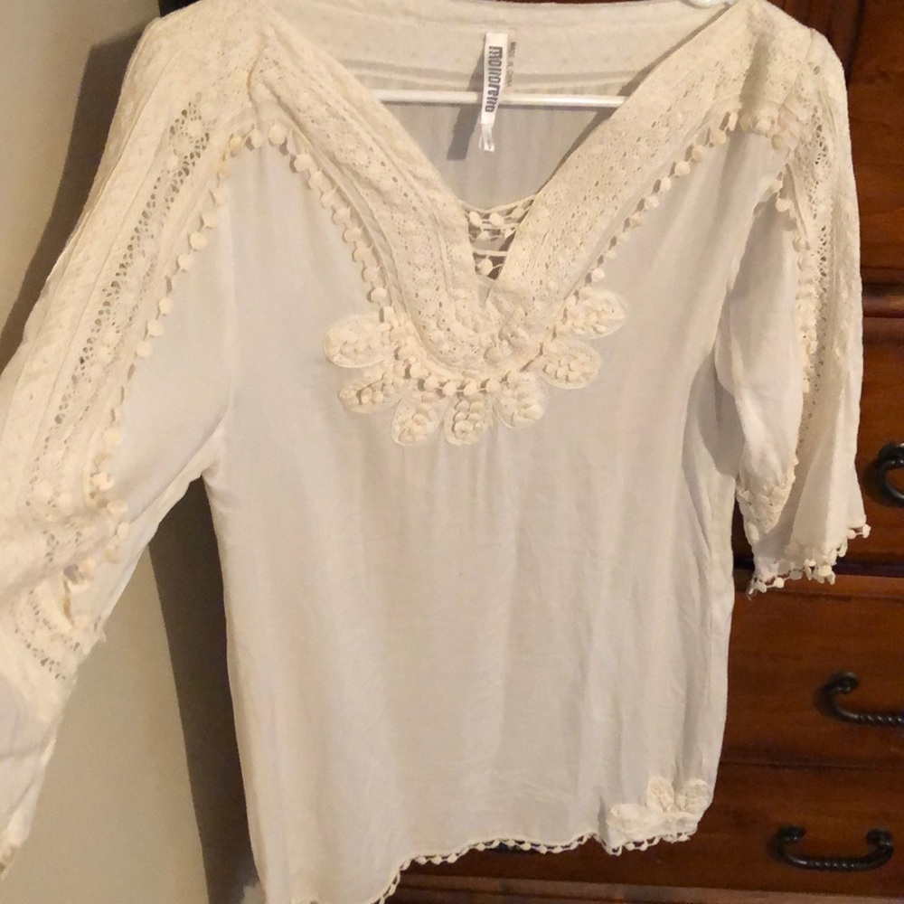 Lace appliqué white boho coverup